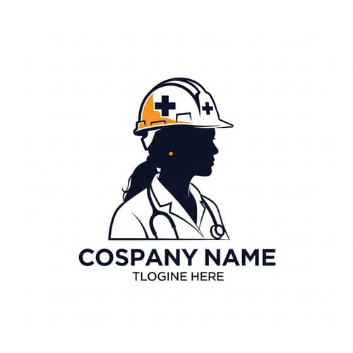 Medical Professional Woman with Construction Hard Hat Logo Design