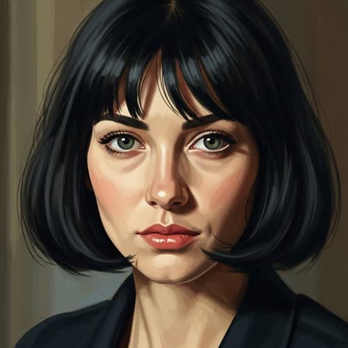 Caucasian Woman Portrait with Dark Bob Hair - Classic Artistry