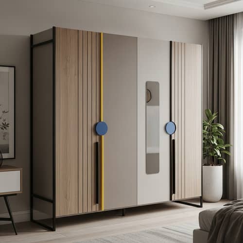 Contemporary 3-Door Wardrobe with Minimalist Design | Earth Tones