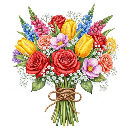 Vibrant Floral Bouquet Watercolor Painting