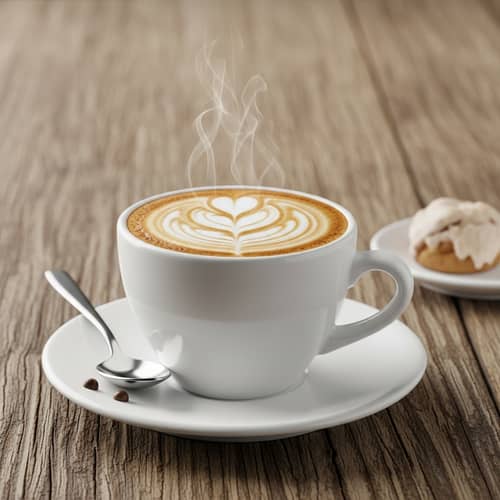 Elegant White Ceramic Coffee Cup on Rustic Wooden Table