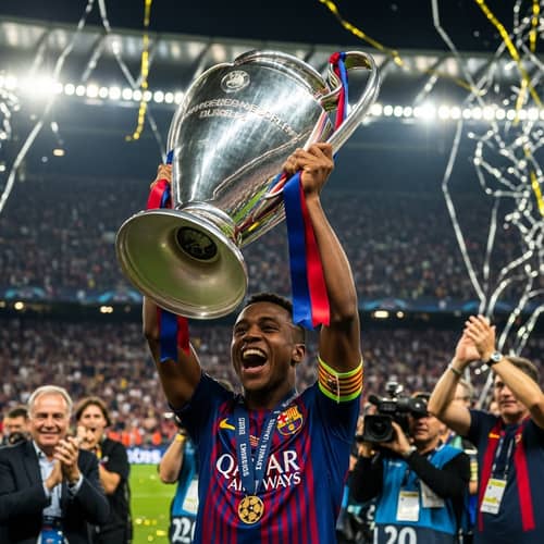 Afro-Brazilian Soccer Player Celebrates Champions League Victory