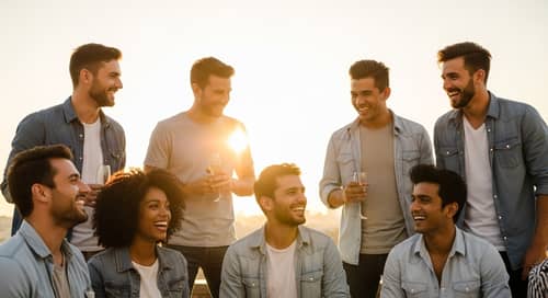 Multicultural Group Enjoying Sunset Together