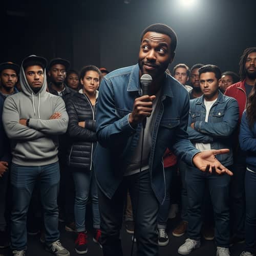 Black Comedian Engages Urban Audience with Humor