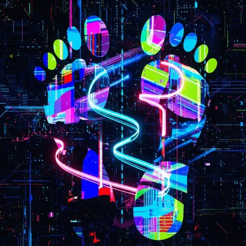 Vibrant Digital Footprint: Abstract Glitch Art