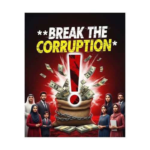 Anti-Corruption Poster with Symbols and Urgency