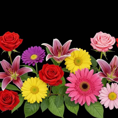 Vibrant Flower Display against Dark Background