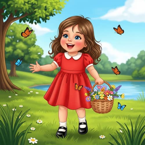 Adorable Little Girl Playing in Lush Green Park | Website Name