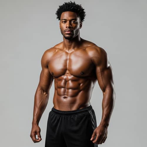 Strong African American Male | Muscular Man Exuding Strength & Confidence