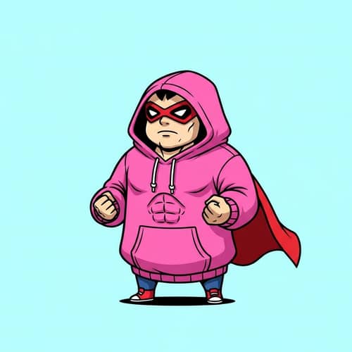 Minimalistic Pink Hulk Drawing - Playful Child-Like Figure