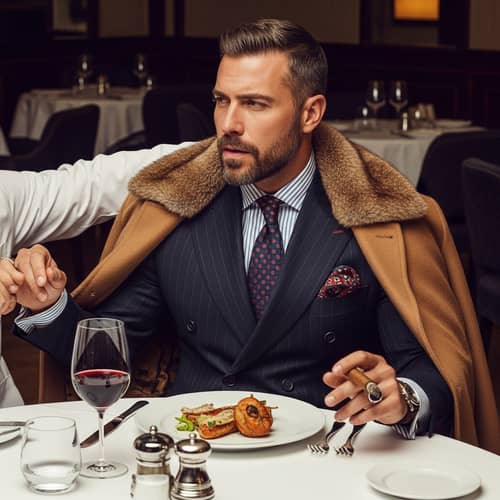 Alpha-Male Greek Tycoon Dining in Luxury
