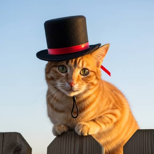 Charming Cat with Hat: A Ginger Feline Delight