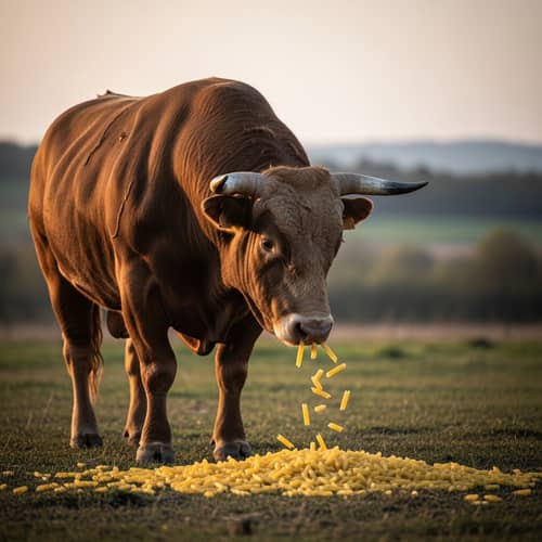 Serene Bull with Trofie: Nature's Power and Curiosity