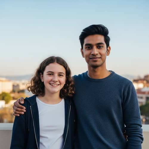 Caucasian Girl with Curly Hair and Friend | Urban Joy Moment