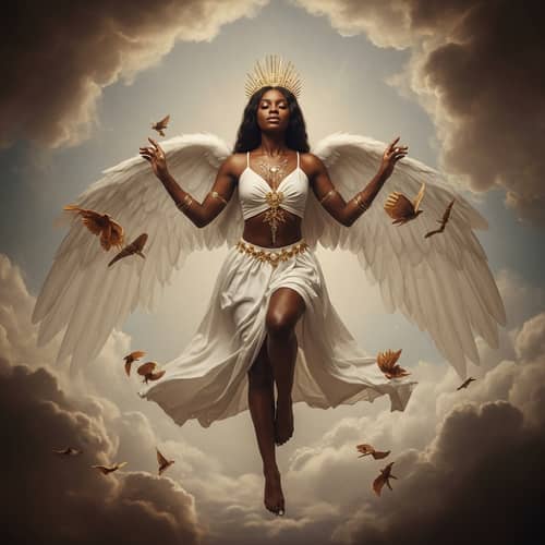 Celestial Black Woman: Divine Presence in Ethereal Heaven