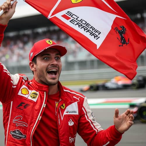Passionate Car Racing Enthusiast in Red Attire | Italian Car Manufacturer Fan