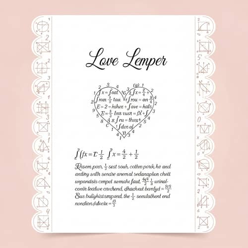 Romantic Love Letter with Mathematical Elements | Delicate Blush Design