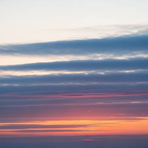 Soft Realistic Sunset Sky with White-Blue, Pink, Orange Clouds