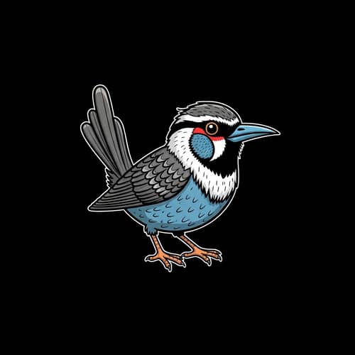 Whimsical Pūteketeke Bird Illustration for T-Shirt Printing