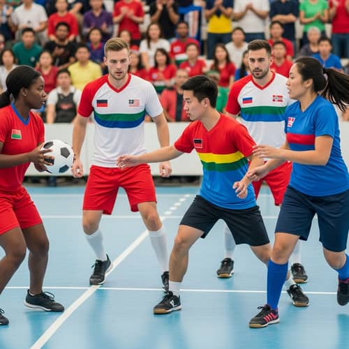 International Friendly Sports Game: Athletes Competing in Unity