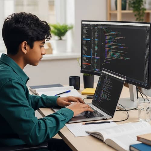 Teenage Coding Prodigy: Focused on Tech Projects