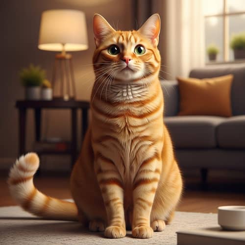 Majestic Orange Cat with Green Eyes | Cozy Living Room Ambiance