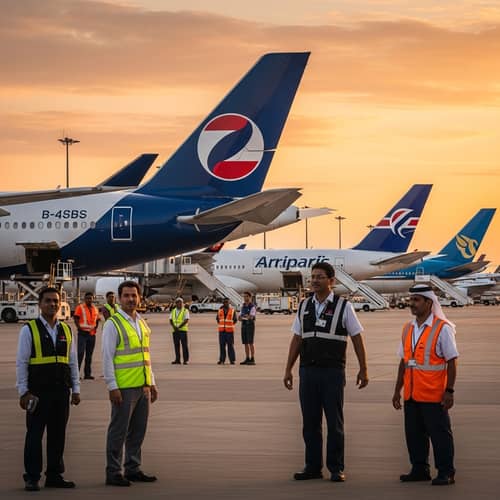 Airlines at Sunset: A Global Airport Scene