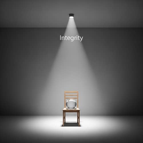 Minimalist Integrity Illustration with Crystal Globe in Empty Room