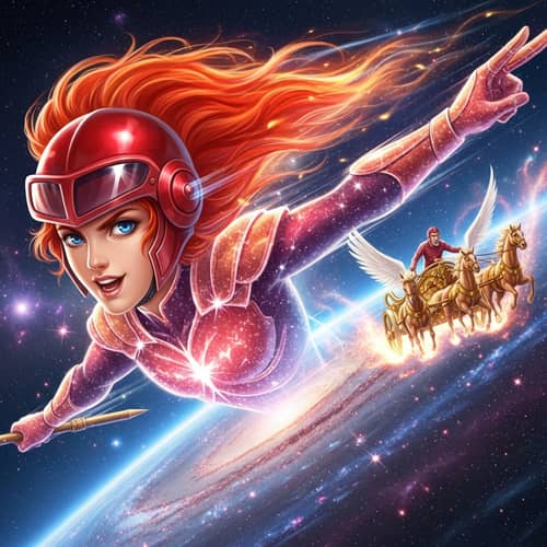Verstappen-Faced Deity: Divine Chariot Racing in the Heavens