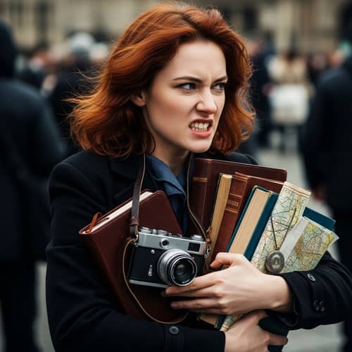 Lonely Woman Embracing Possessions in 4K High-Resolution Photo