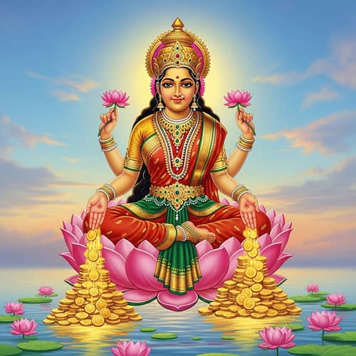 Lakshmi Hindu Goddess of Wealth - Elegant Depiction
