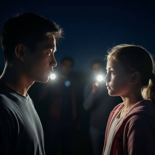 Night Scene: Asian Man and Caucasian Girl Confrontation