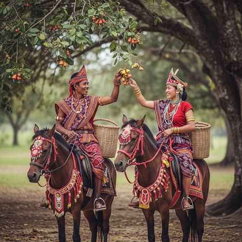 Local Inhabitants of Sumba Island Harvesting Cashew Nuts