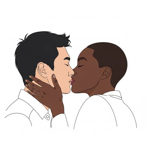 Minimalist Line Art Kiss | Elegant Stroke & Colorful Design