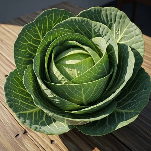 Fresh Green Cabbage - Detailed Close-Up Image