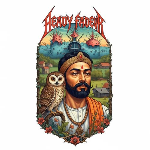 Vibrant Fusion Poster: South Asian Man and Owl Artwork