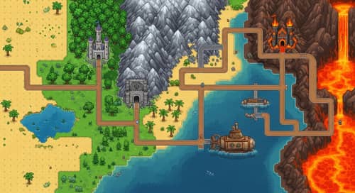 Pixel Art Adventure: Top Down View Game Level Selector
