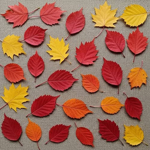 Vivid Siberian Leaves on Fabric | Autumn Flora Display