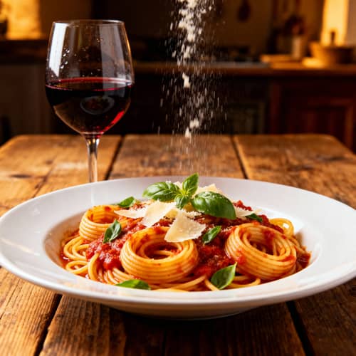 Delicious Italian Pasta with Tomato Sauce & Wine