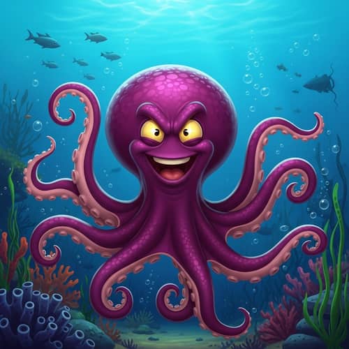 Cheerful Cartoon Octopus 'Gonza' - Vibrant and Playful Image