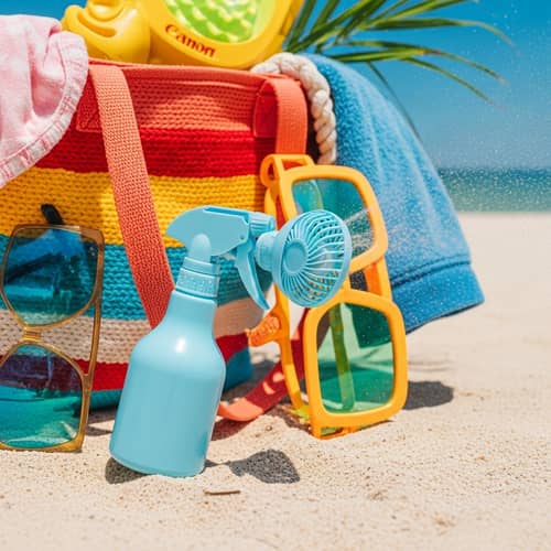 Vibrant & Playful Beach Scene with Colorful Beach Bag | Canon EOS R5