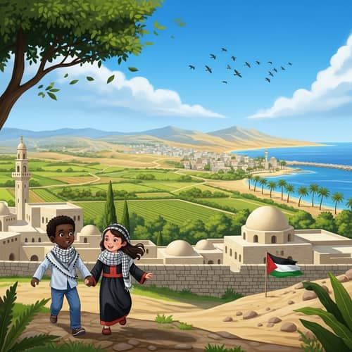 Palestine's Diverse Topography: Green Plains, Palm Trees, & Desert