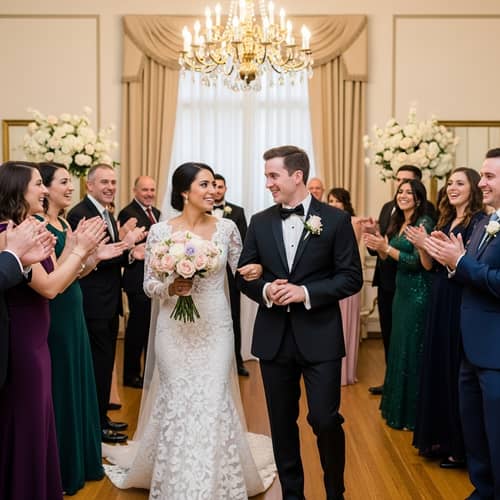 Elegant Wedding Celebration in Vintage-Style Ballroom
