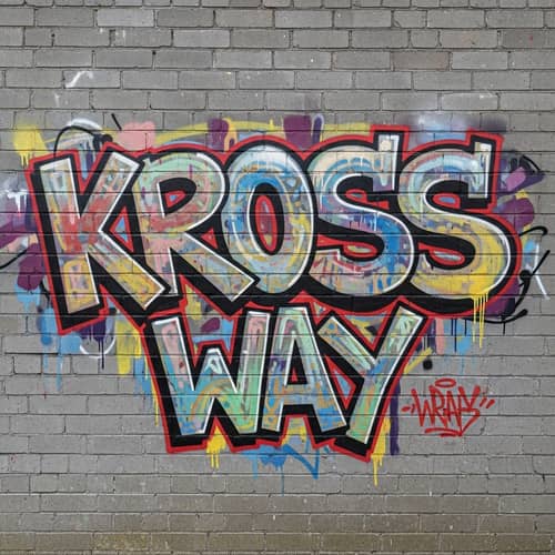 Kross Way Street Art on Gray Brick Wall