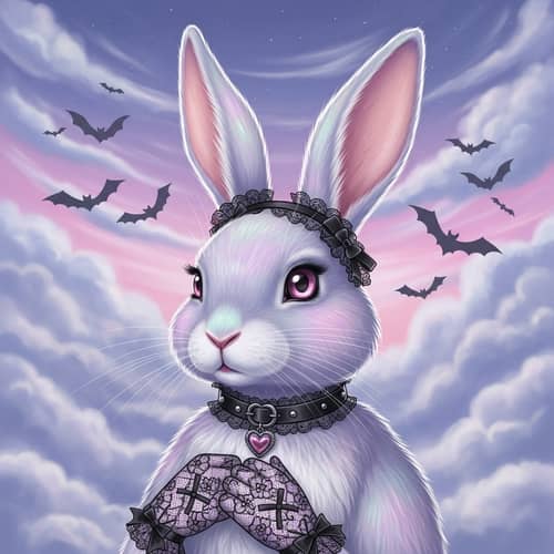Pastel Goth Rabbit: Adorned in Subculture Fashion