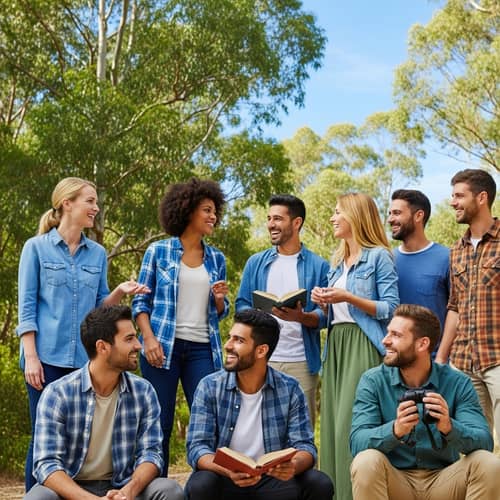 Happy Adults Engaging in Nature | Group Activity Outdoors