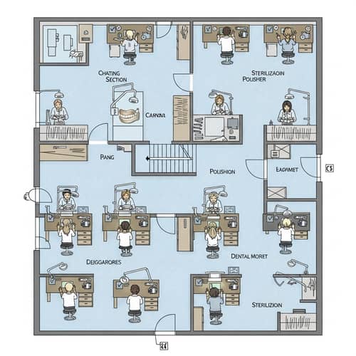 Dental Laboratory Plan: Sections, Workstations & Storage