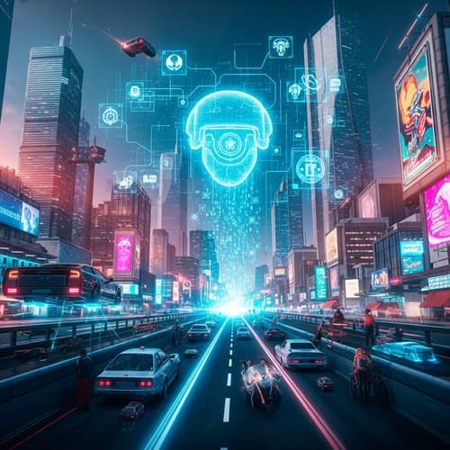 Futuristic Cityscape with Microsoft Copilot | Vibrant AI Concept