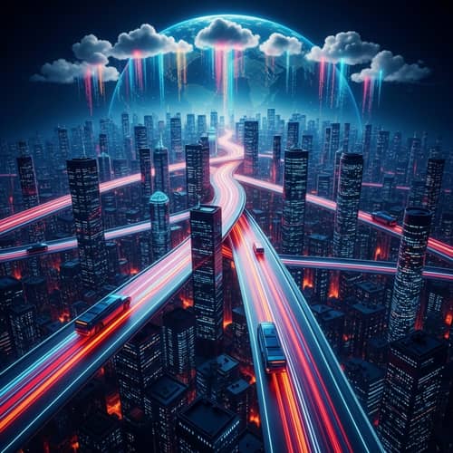 Digital City Network: A Cyberpunk Visualization of the Internet