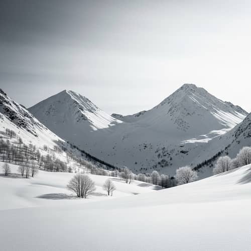 Tranquil Snowy Mountains Landscape